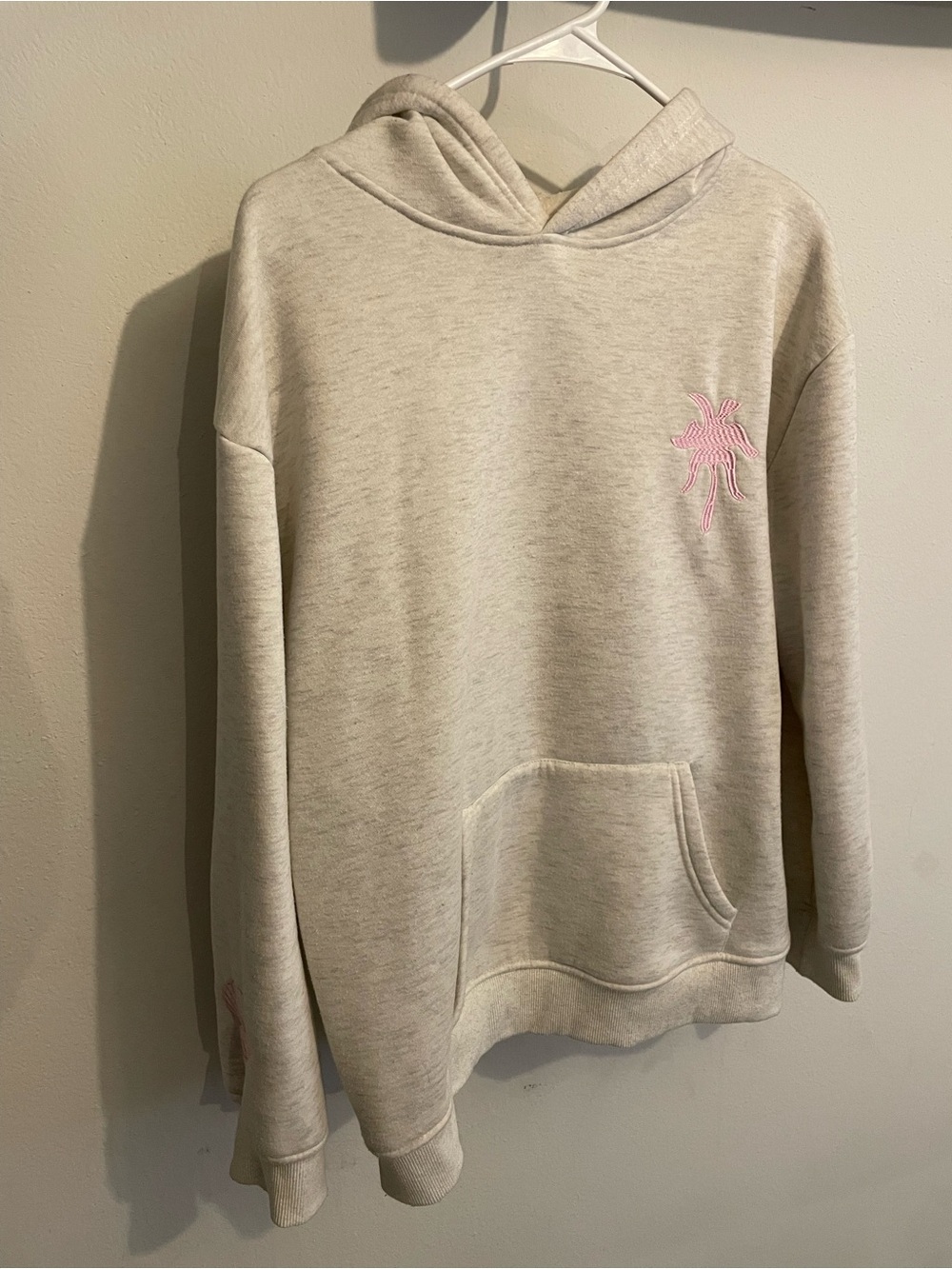 pink palm puff hoodie